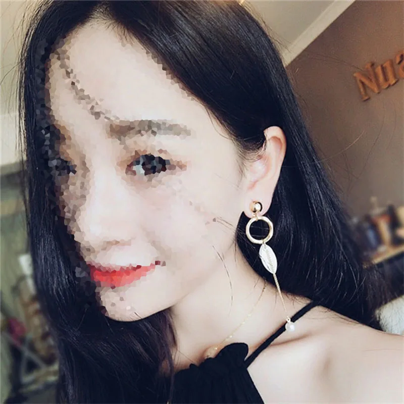 Корейские модные элегантные висячие серьги асимметричные с имитацией