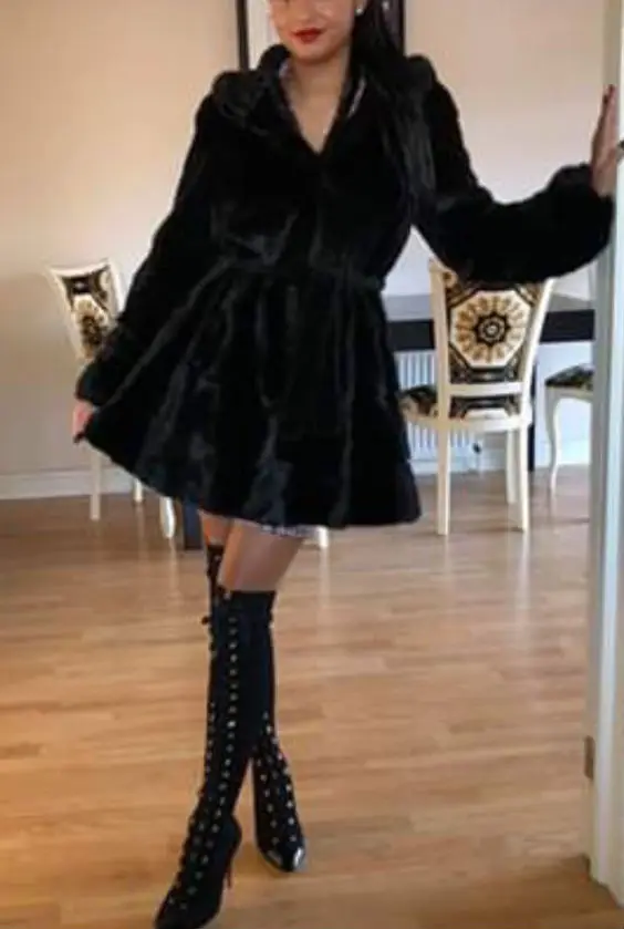 

Arlenesain 2018 newest real mink fur coat with mink fur belt