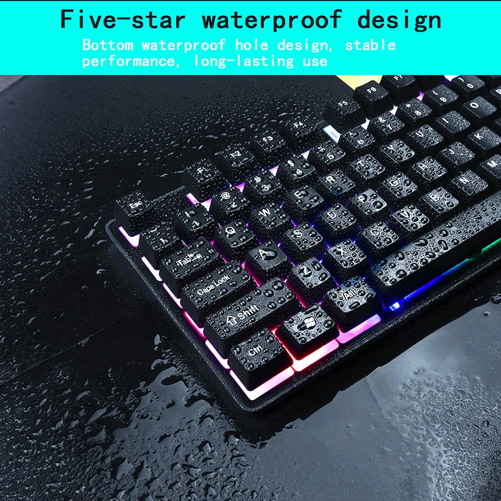 

VOBERRY Color Crack LED Backlight USB Cable PC Rainbow 104 Key Game Keyboard Robot Handfeel Human Engineering