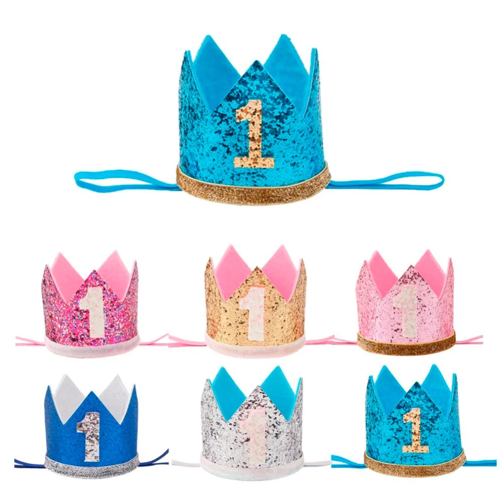 

Baby Shower My First Birthday Party Hats Princess Crown Boy Girl I AM ONE Happy 1st Birthday Party Decorations Kids Anniversary