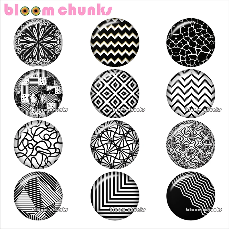 

Round photo glass cabochon balck zigzag demo flat back Making findings 12mm/18mm/20mm/25mm TL1040