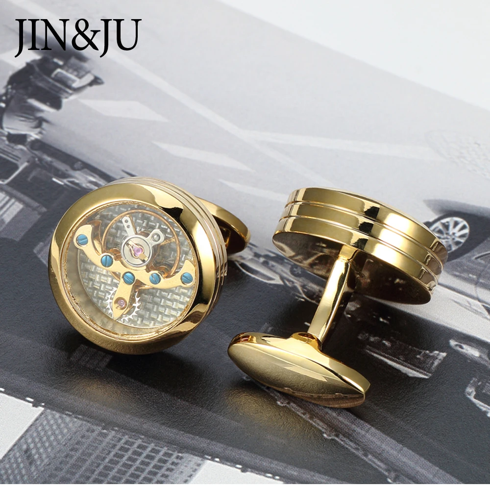 JIN & JU мужские ювелирные изделия Tourbillon Move Мужские t запонки для мужчин s свадебные