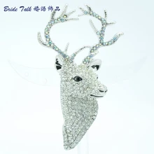 Clear Rhinestone Crystals Animal Head Deer Broach Brooch Jewelry Accessories FA3181