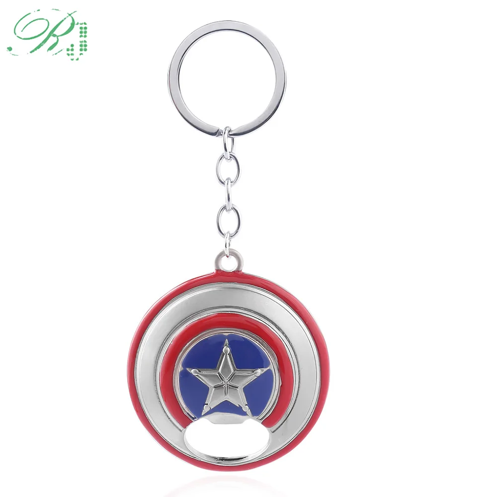 

RJ Avengers Captain American Bottle Opener Keychains Carol Danvers Shield Logo Keyring Thor Axe Superhero Men Car Jewelry