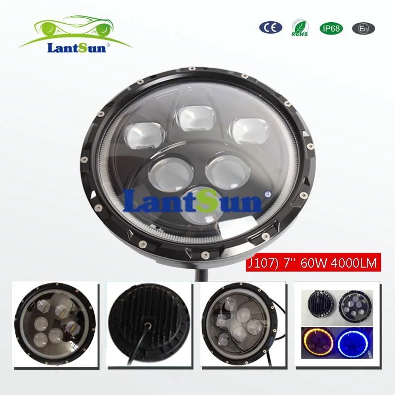 Пара J107 круглый 60 Вт 7 дюймов Белый halo led фара для wrangler TJ LJ JK по низкой цене CJ-7 CJ-8