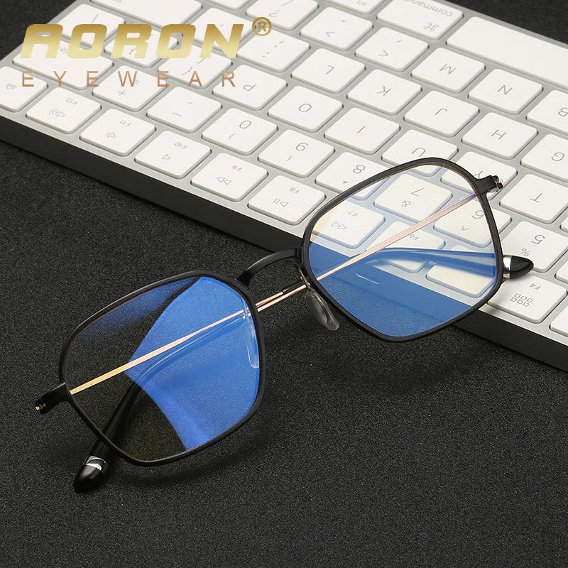 

AORON Aluminum magnesium Computer Glasses Anti Blue Light Radiation Optical Print Glasses Round Eyewear Frame Glass Men & Women