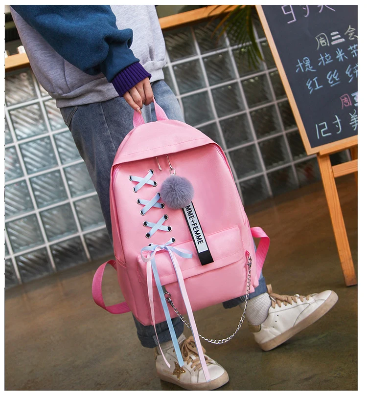 USB рюкзак женский парусиновый 3 шт./компл. женский рюкзак для девочек-подростков рюкзак, сумка через плечо женские школьные сумки с кисточками