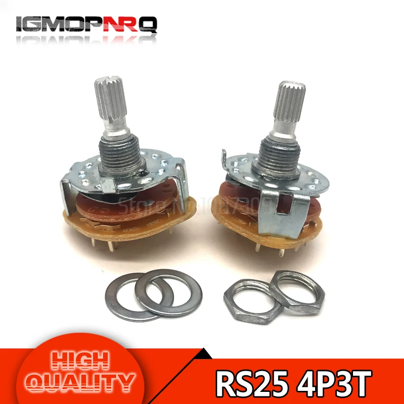 

2PCS RS25 Band switch 4P3T Mount Rotary Switch Selector Band 4 Pole 3 Position Knob Switch Band Switches