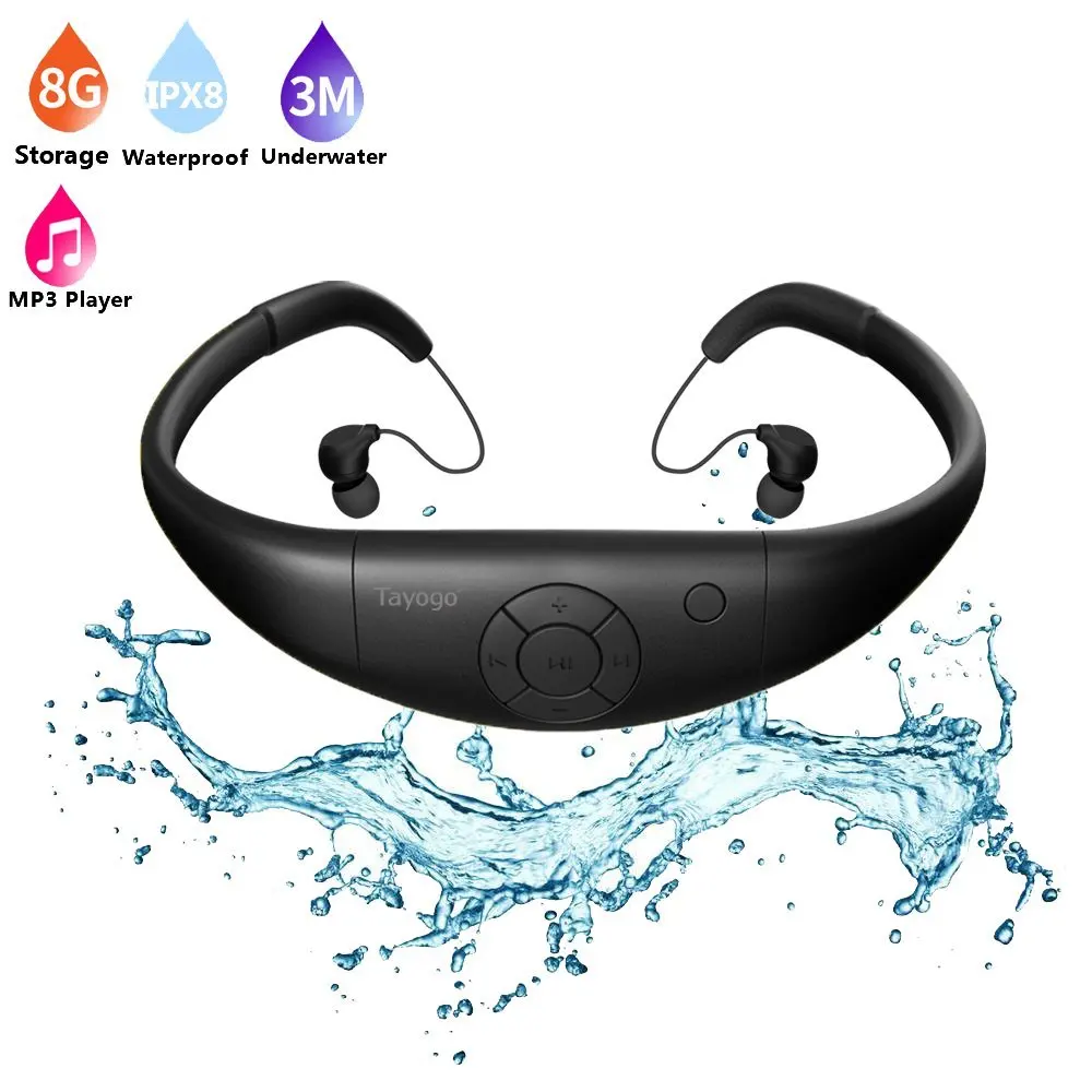 

Tayogo Waterproof Bluetooth MP3 P8 Music Player headphone Sports swimming mp3 bluetooth with FM bluetooth Pedometer for Swimming