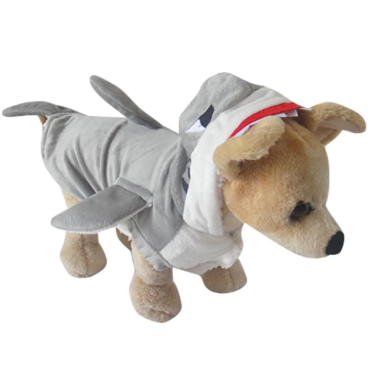 Смешная зимняя собака акула костюм одежда косплей для йоркширского маленького питомца собаки кошки вечерние костюмы на Хэллоуин для собак Толстовка комбинезон
