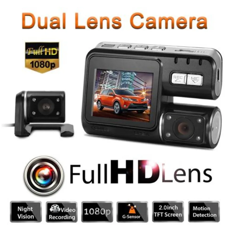 Автомобильный видеорегистратор с двумя объективами I1000S Full HD 1080P 2 0 дюйма ЖК +