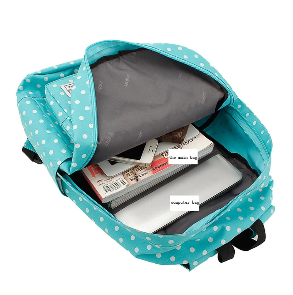 Bolsa feminina Модный женский холщовый рюкзак в горошек, школьная сумка через плечо, рюкзаки для путешествий, рюкзак для девочки-подростка