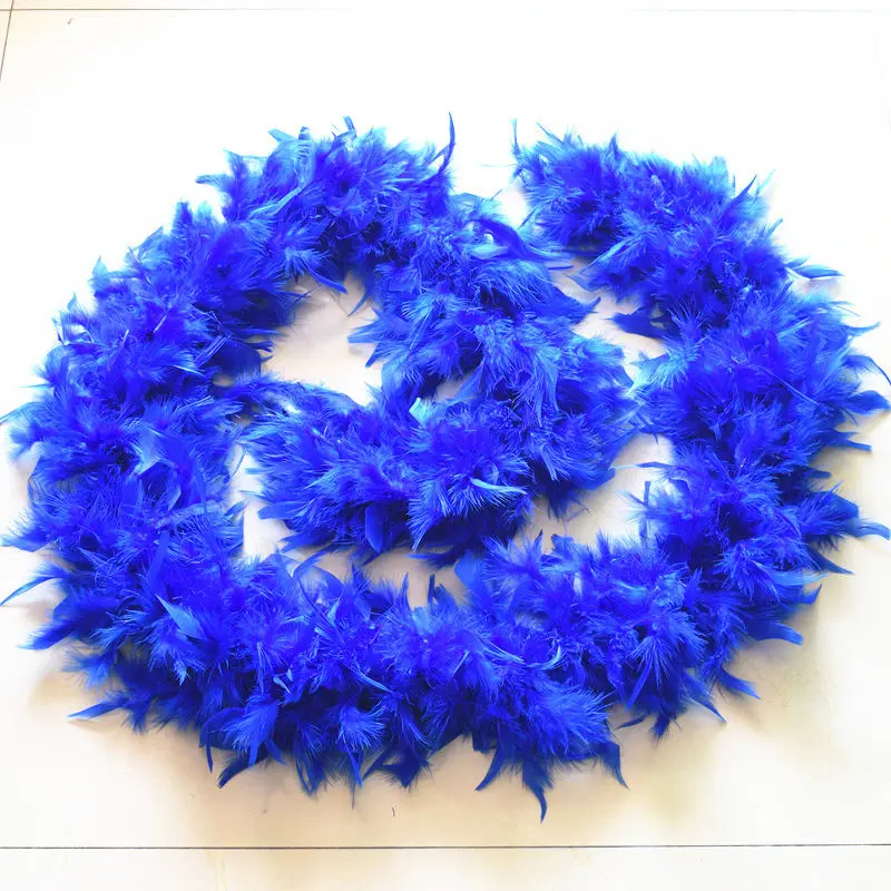 

Beautiful 2 yards / Royal blue color of natural turkey feather boa / slim evening dress / clothing / shawl / cosplay