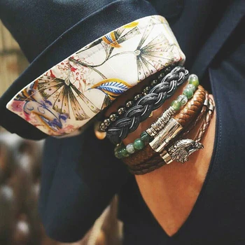 

Bracelet Men/Leather Bracelet/Fashion/Black/Braid/Woven/Stainless Steel/Custom/male/bracelets 2018 charm Jewelry valentine Gift