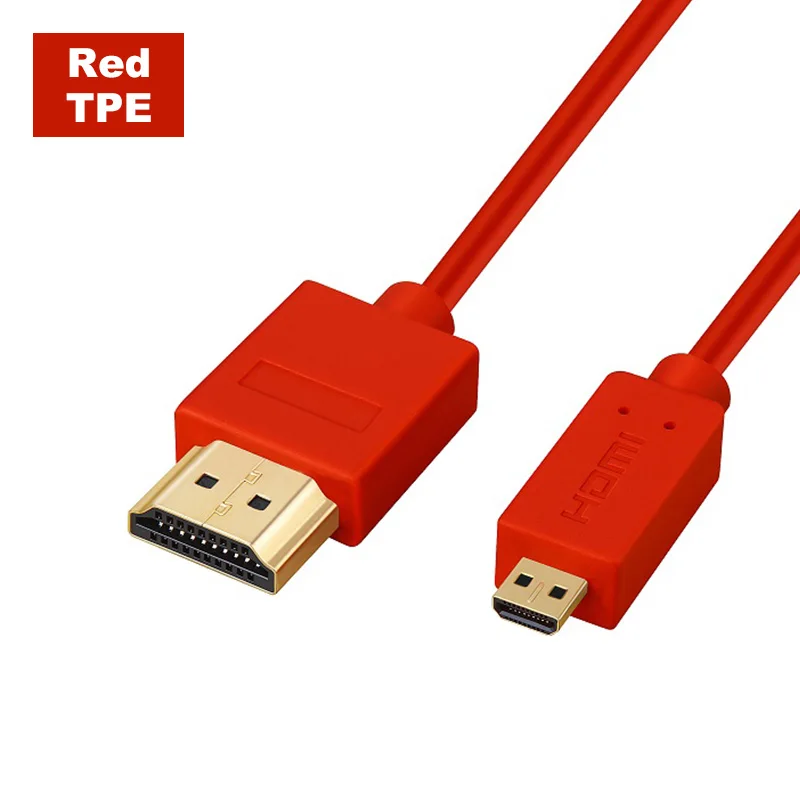 Lungfish микро HDMI к HDMI кабель 2,0 3D 4k 1080P Высокоскоростной HDMI кабель адаптер 1 м 1,5 м 2 м 3 м для HDTV PS3 xbox PC камеры - Цвет: red