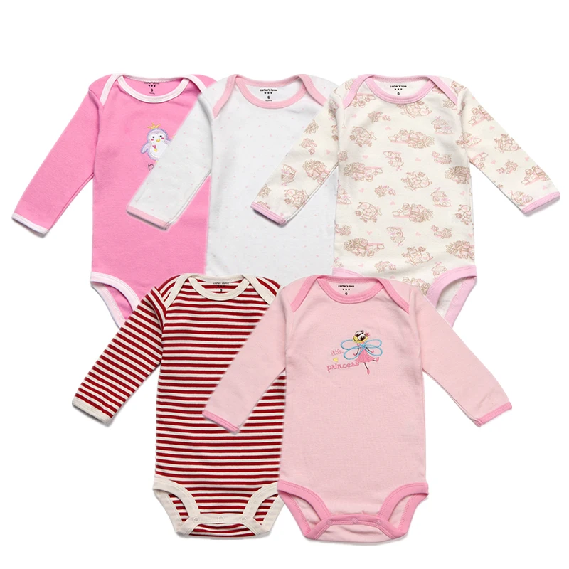 5pcs Baby Rompers Cute New Born Baby Girls Clothing Set Colorful Roupas Bebe 2018 Autunm Toddler