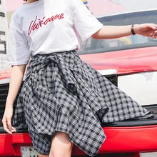 Высокая талия клетчатая юбка женская летняя Kawaii Мини юбка Harajuku уличная Rok корейская мода уличный стиль юбки для женщин s 50H0173