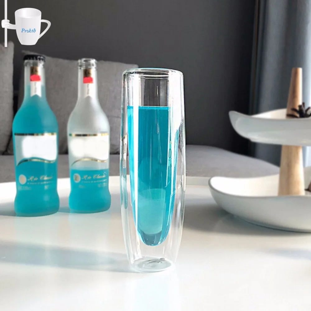 

5oz 150ml Double Walled Heat-proof Champagne Glass Red Wine Cups Cocktail Glass Tea Milk Coffee Latte Drinking Mugs Coffee Cup