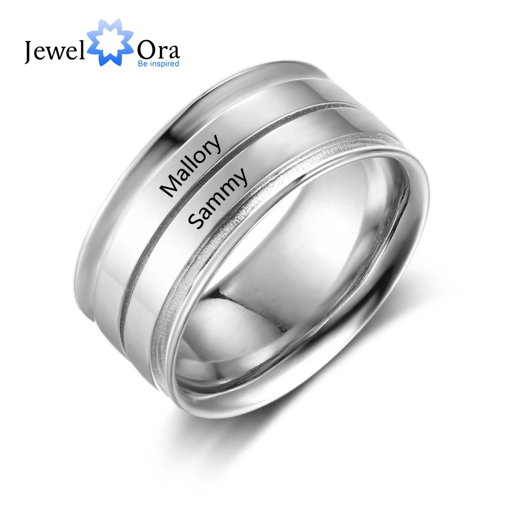 Персонализированные пользовательские 2 имени кольца для женщин пары гравированные кольца Свадебные обручальные ювелирные аксессуары(JewelOra RI103811