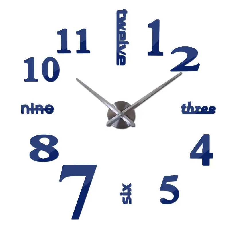 Новые настенные часы reloj de pared украшение дома настенные clcoks 3d акриловая специальная наклейка гостиная игла - Цвет: Темно-синий