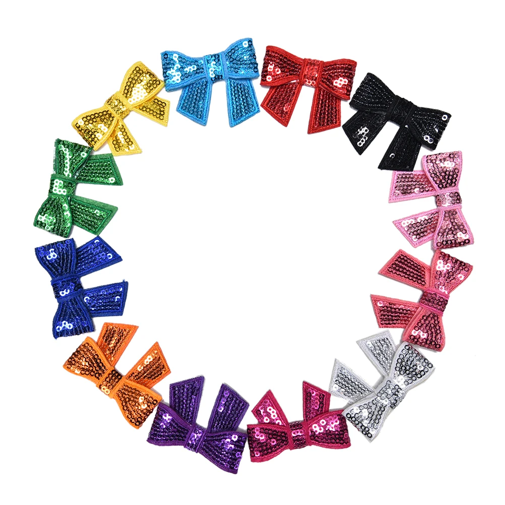 

12PCS diy accessories Label patchwork Embroidered patches for clothing cute bow badge applique sequins patch