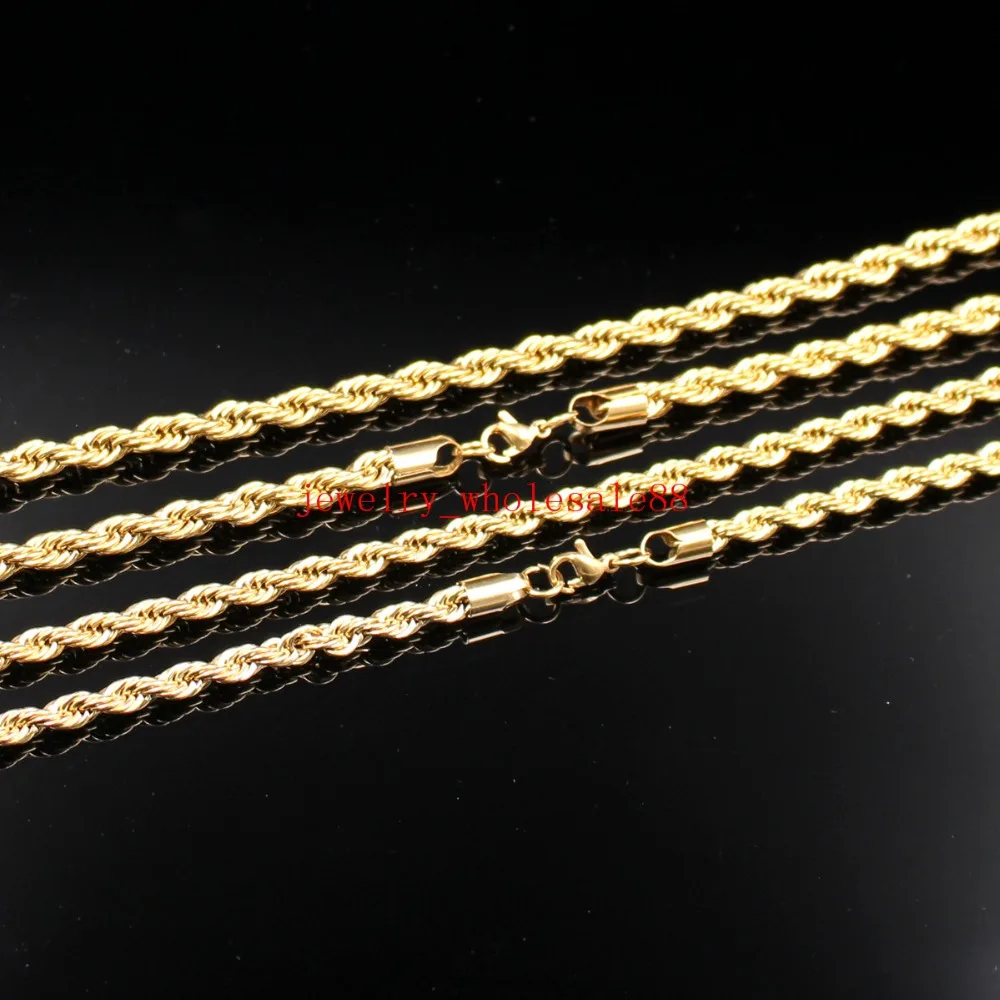 GNAYY 6mm/ 7mm Huge New Fashion Jewelry stainless steel gold rope Twisted chain Necklace 24'' | Украшения и аксессуары