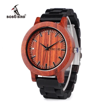 

Bobo Bird Wm05 Men Women Wooden Watches Red Sandalwood Case Scale Dial Ebony Wooden Band Quartz Watch Designer Oem