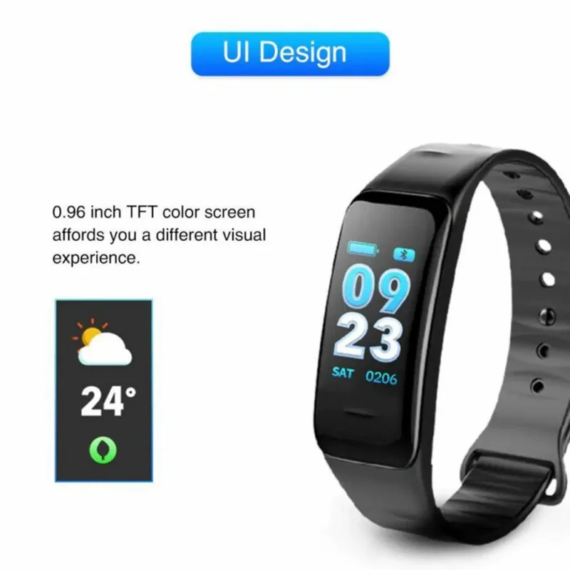 Умный Браслет C1 Plus, умный браслет, цветной экран, счетчик шагов, фитнес-трекер, пульсометр, измеритель артериального давления, умные часы