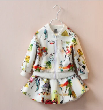 

Children Clothing Set Kids Girl Clothes 2016 Girls Sets Brand Floral Kids Tracksuit(Jacket+Dress) Girls Clothing Sets