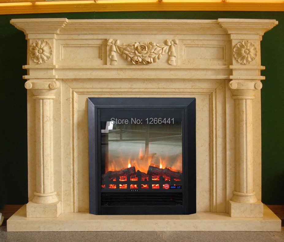 marble fireplace mantel with electric fireplace insert ...