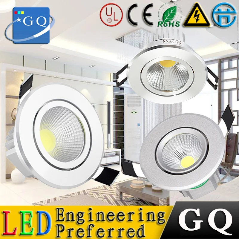 

50pcs/lot Wholesale High quality Dimmable led downlight cob 7W 10W 12W 15W 20w 30w dimming LED Spot light COB led ceiling lamp