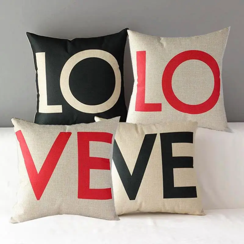 

40x40cm Lovely Letter LOVE Couple Lovers' Cushion Cover Throw Pillow Case Car Home Bedroom Office Decorative Cushion Covers Hot