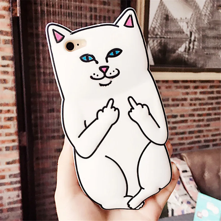 White Cat Middle Finger Case White Cat Middle Finger Case