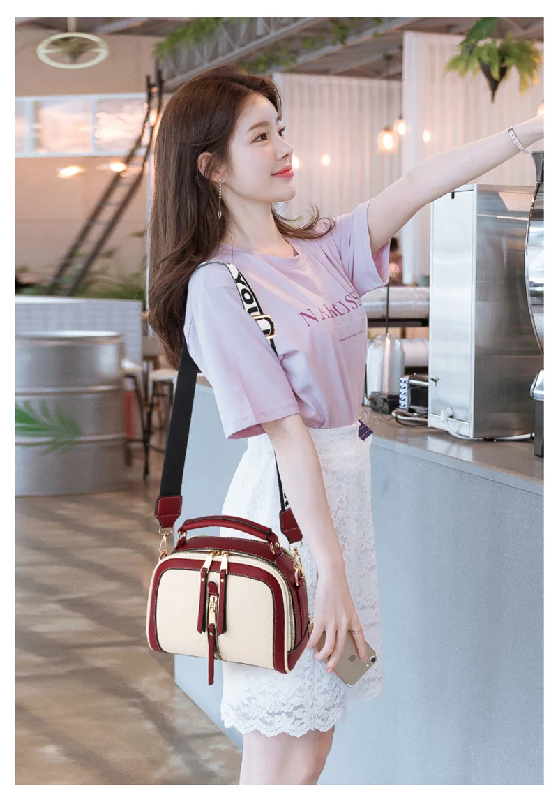 New Women Luxury Handbags Fashon PU Leather Lady Letter Strap Shoulder Bag Mini Female Panelled Designer Travel Crossbody SS3535 (5)