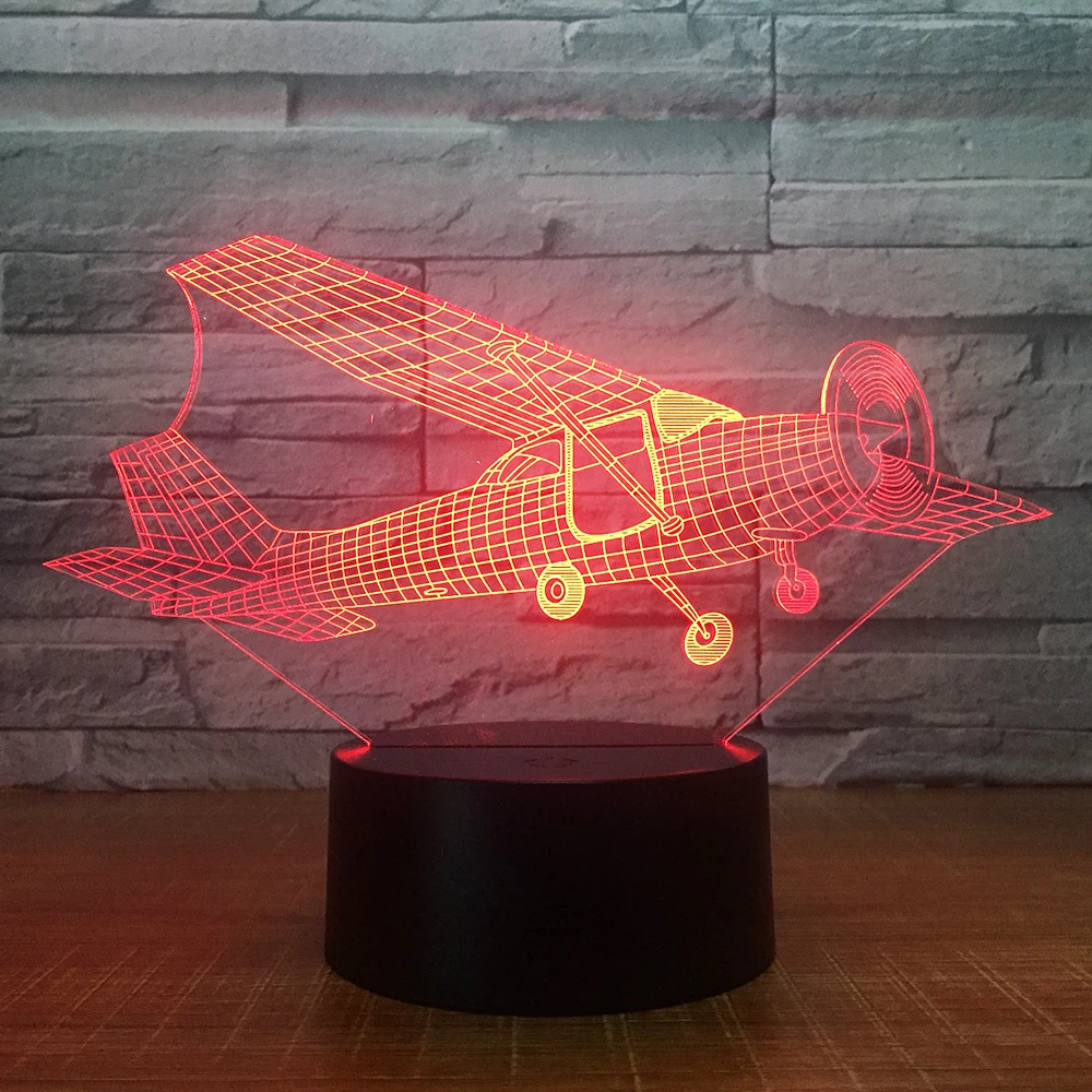 Пульт дистанционного управления летательный аппарат самолет 3D светодиодный настольный светильник Оптическая иллюзия Ночной светильник 7 цветов