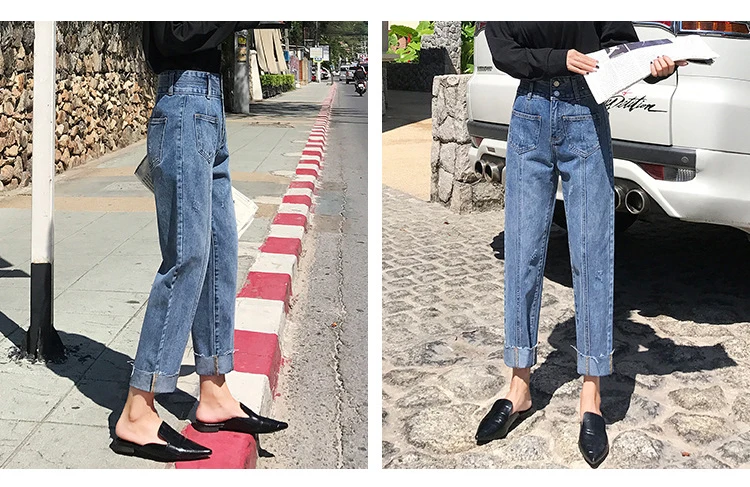 Streamgirl женские джинсы с Высокая Талия Для женщин прямо карман жан роковой дамы джинсы брюки капри джинсовые штаны Для женщин Жан