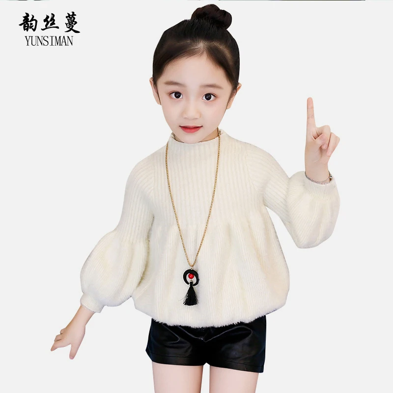 

2018 Kids Girls Winter Clothes 4 6 8 10 to 12 Years Long Sleeve Red Solid O-neck Children Sweater Cute Kids Clothing Tops 12U8A