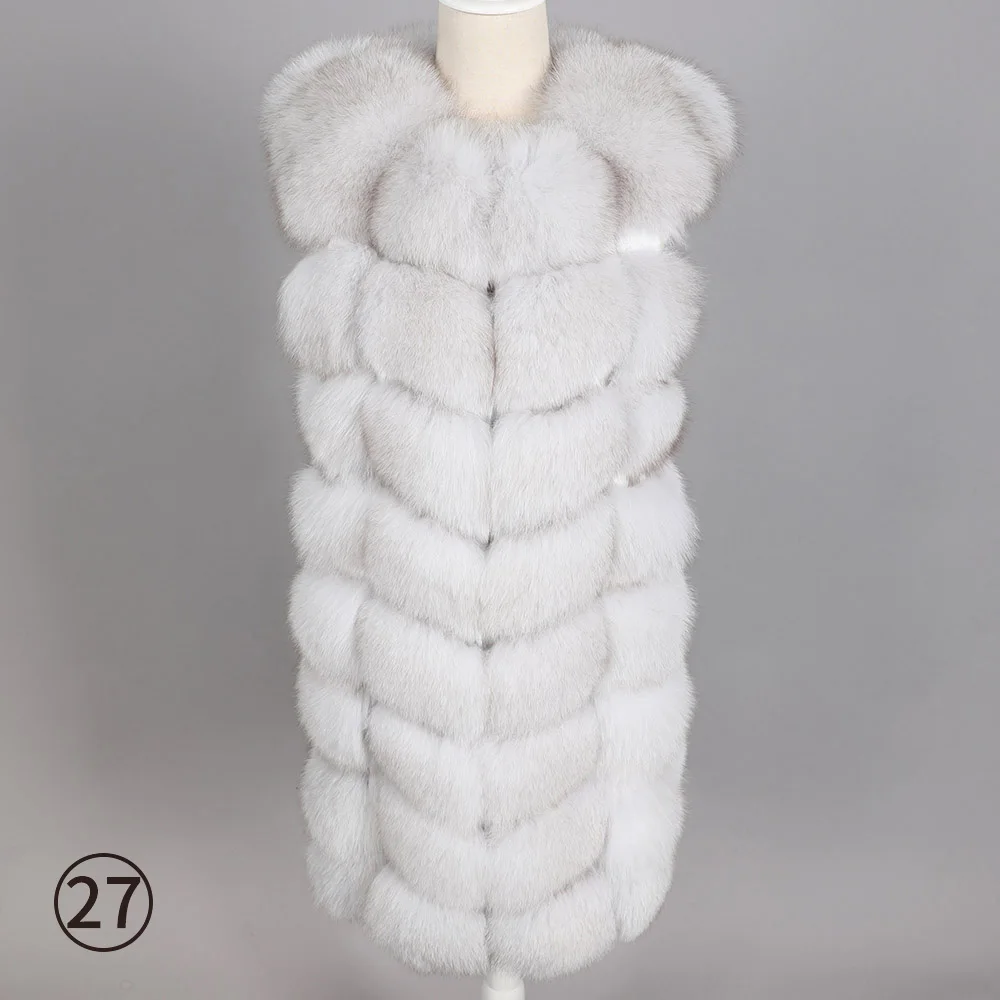 Maomaokong, жилет из лисьего меха для женщин, натуральное цельное пальто из лисьего меха 90 см, Длинная зимняя меховая куртка, жилет размера плюс 4XL - Цвет: long 88cm-27