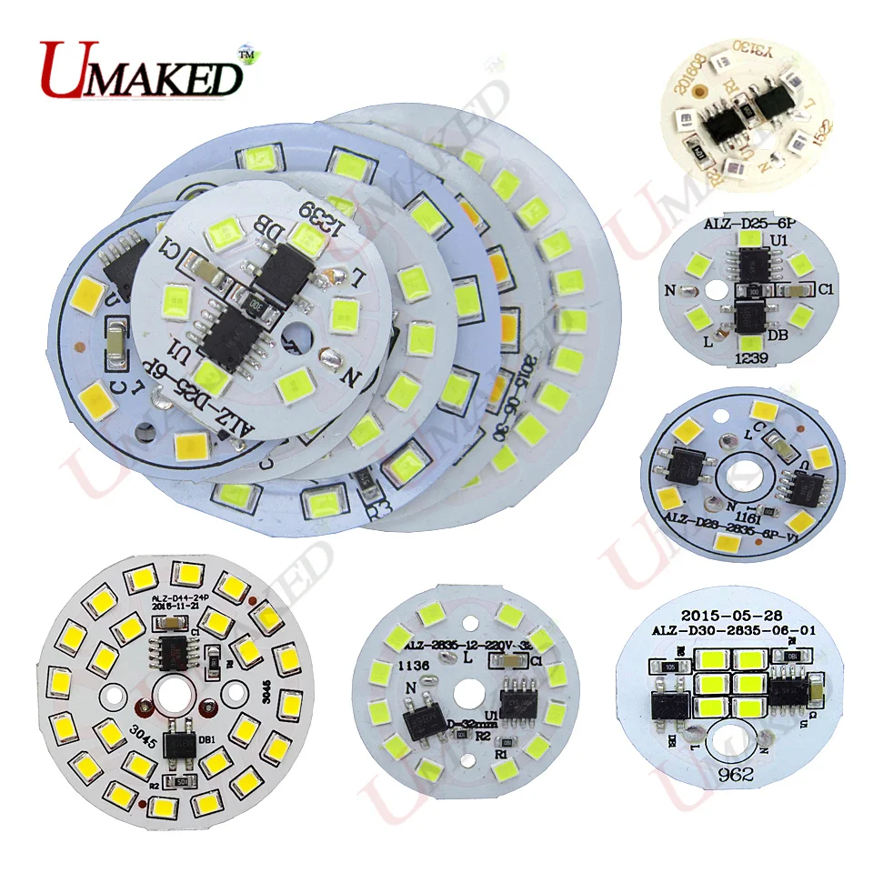 

3W 5W 7W 9W 12W 15W AC 220V led ceiling light Driverless led pcb with integrated IC driver AC 220v aluminum plate direct to 220v