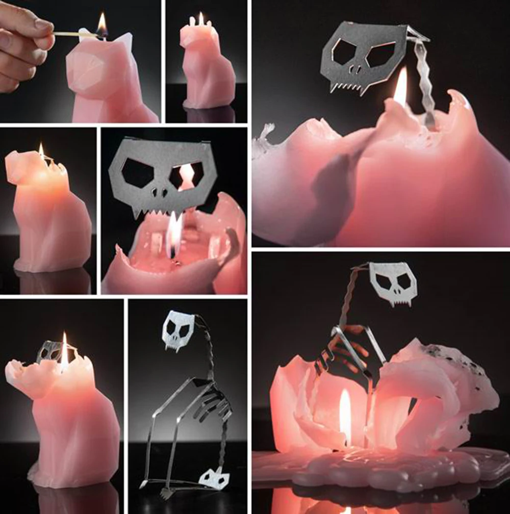 Милая Свеча-кошка ручной работы ремесло свеча Pet свеча со скелетом страшный Скелет Китти Свеча-кошка