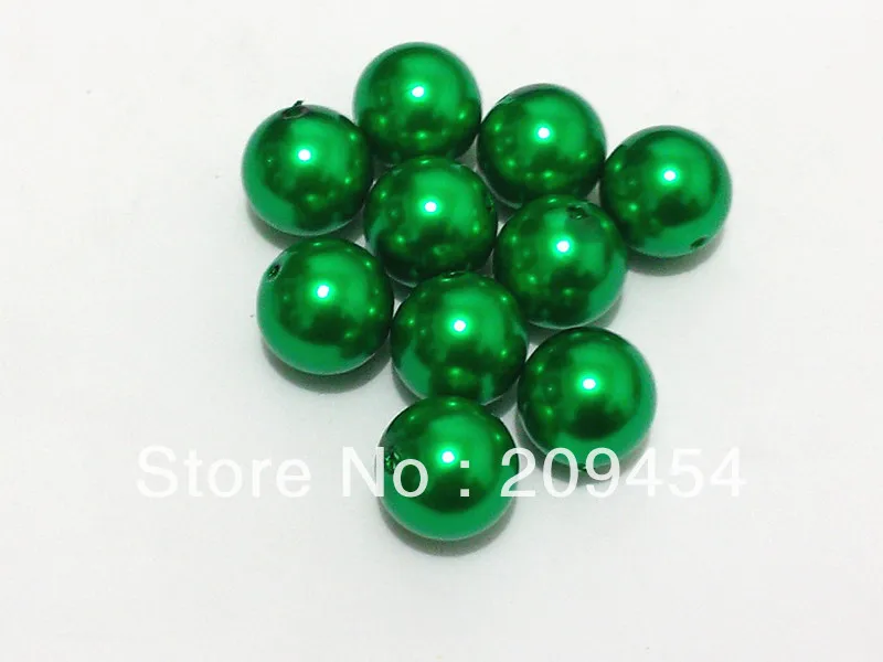 

20mm 100pcs/lot Christmas Green Chunky Round Imitation Pearl Acrylic Beads For Kids Jewelry Making