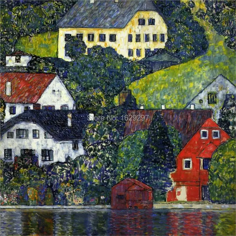 

Gustav Klimt Landscapes Paintings Houses at Unterach on the Attersee oil on canvas High quality Hand painted wall decor