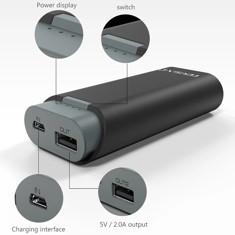 FERISING 5200 mah Мини банк питания Внешний 18650 литиевая аккумуляторная батарея портативный Банк питания быстрое зарядное устройство для мобильного телефона