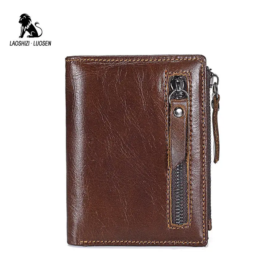 

Genuine Leather Men Wallets Short Coin Purse Small Wallet Cow Leather Purse Vintage Coin Pocket Card Holder Small Wallet Male