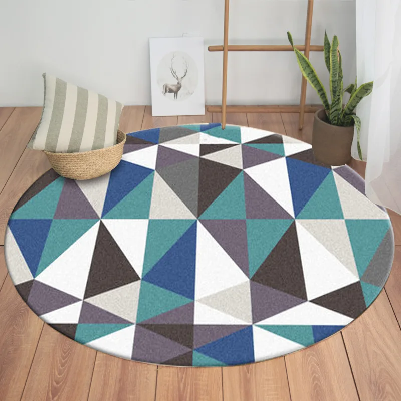 Nordic Style Geometric Round Floor Mat Living Room Non slip Sofa Tea