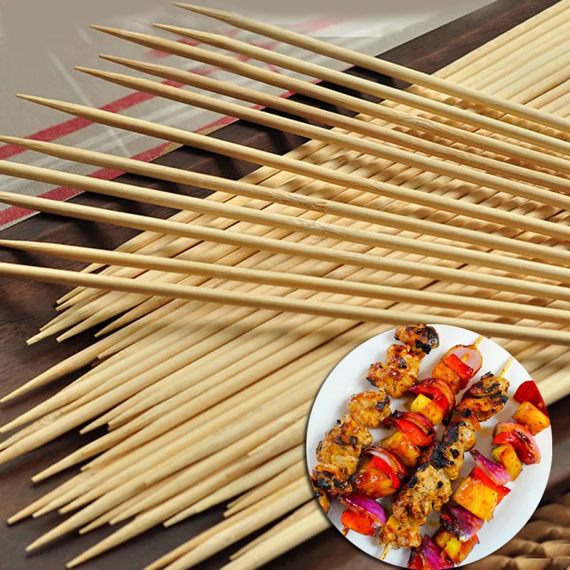 500pcs 30cmx3.5mm Bamboo Wooden BBQ Skewers Meat Food Long Catering Grill Forks Party Disposable Sticks outdoor camping tools
