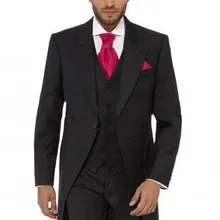 Лучшие продажи/Изготовление на заказ Morning Стиль Одна кнопка черный жених смокинг с лацканами с острыми углами Лучший мужской костюм свадебный для шафера мужские свадебные костюмы