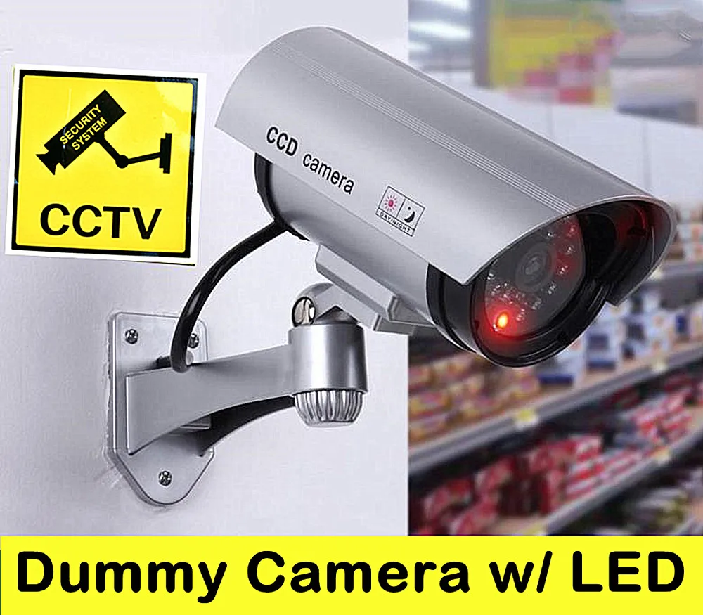 Solar Power Dummy Fake Security Camera RED LED CCTV CCD Camera Surveillance UK 