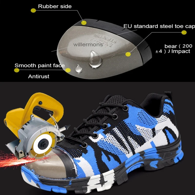 Men's Breathable Steel Toe Cap Work Safety Shoes Men Outdoor Anti-slip Steel Puncture Proof Construction Safety Boots Shoes