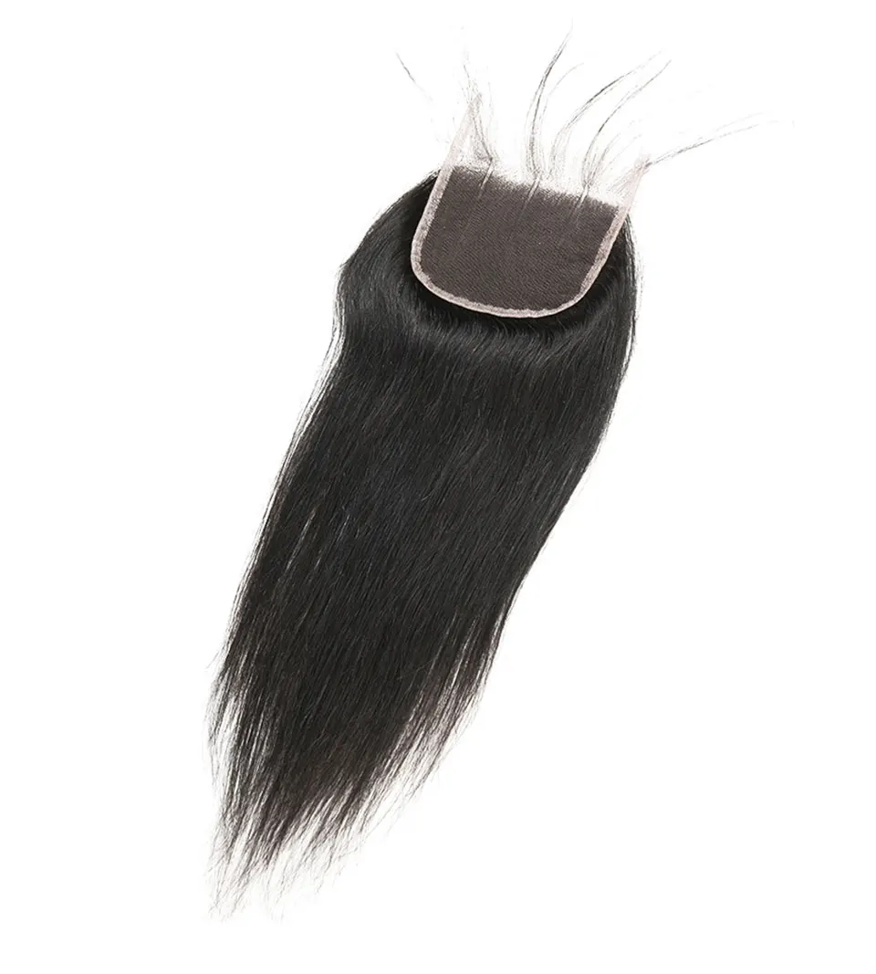 Hair Villa Remy Peruvian Straight Human Hair Lace Closure 44 Free Part Middle Part Three Part Human Hair Lace Closure  (5)